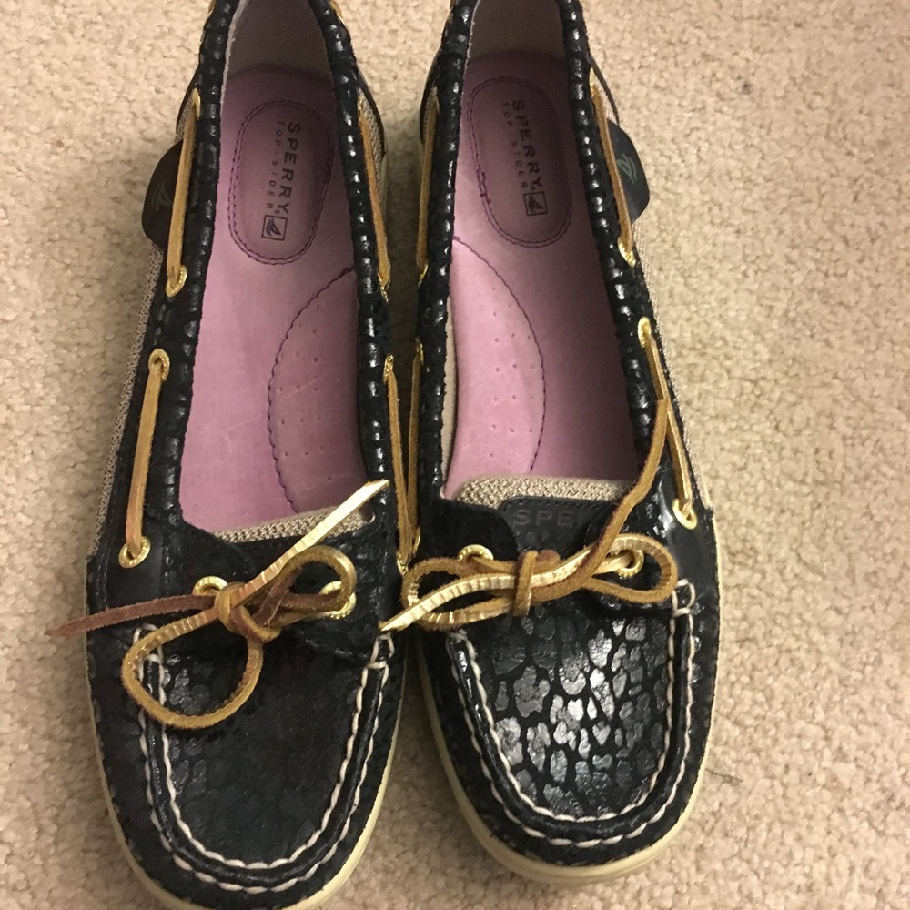 Brand new sperry's black and cheetah print